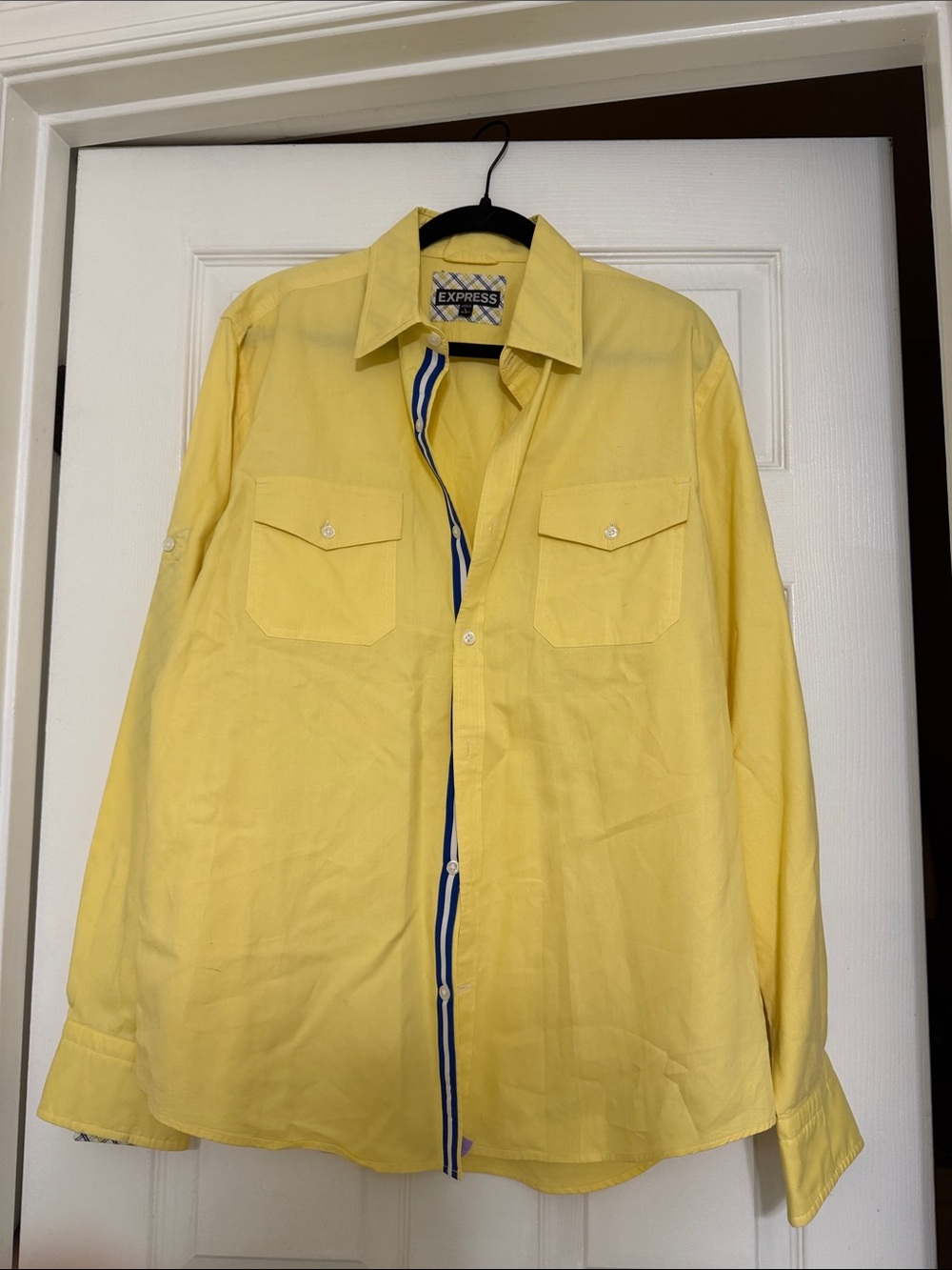 Express Men’s Yellow Button-Front Shirt Jacket